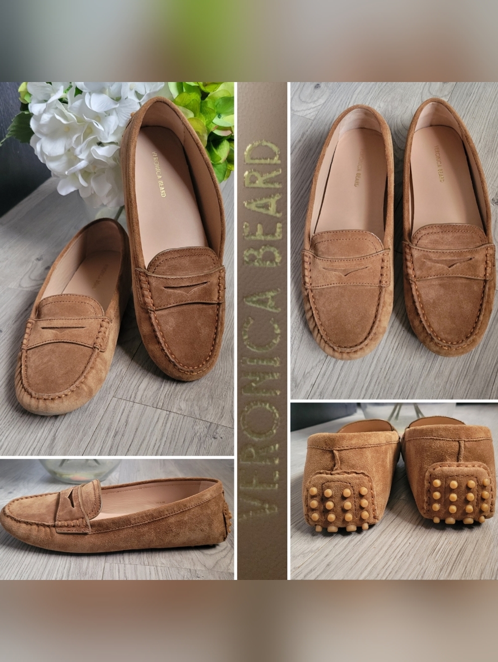 Veronica Beard Jia Driving Loafer in Suede Hazelwood Brown, Women's US 8.5